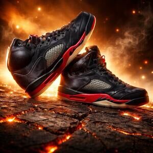 Nike Air Jordan 5 V Retro "Satin Bred" 2018 Black Red Sneakers 10 OG Box.